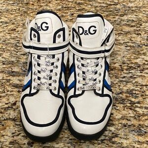 D&G Men's White and Navy Sneakers